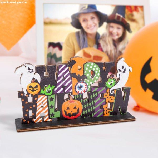 Halloween-i polc dekoráció fából - "Happy Halloween" - 17 x 10 x 4
cm