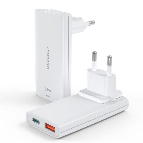 Choetech PD6011 67W Dual-Port Portable GaN Adapter White