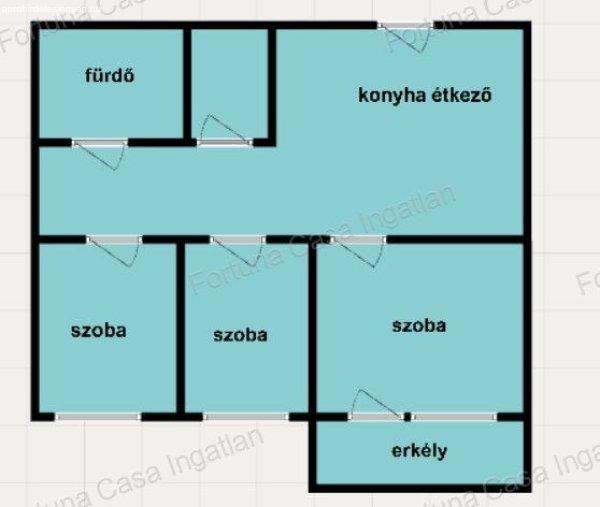 Belvárosi 3 szobás erkélyes lakás 