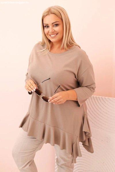 Pamut oversize fodros blúz, 25196-os modell, fango szín