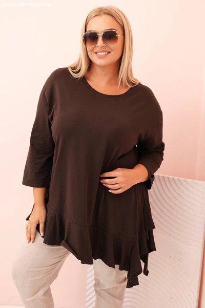 Pamut oversize fodros blúz, 25196-os modell, barna