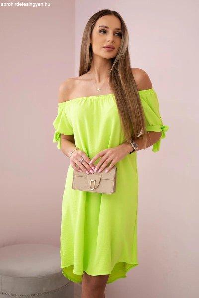 Ujjon megkötős ruha 3320 neon sárga