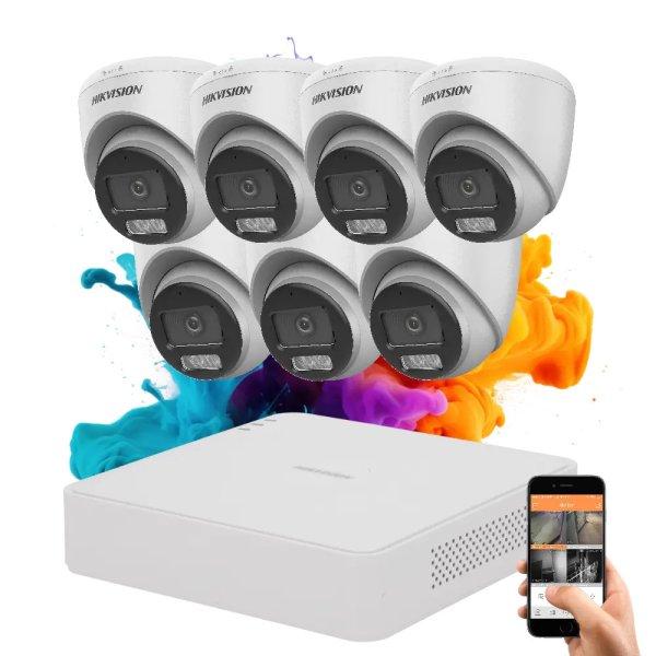 Hikvision ColorVu 7 kamerás biztonsági dome kamera rendszer 5MP színes
éjszakai képpel