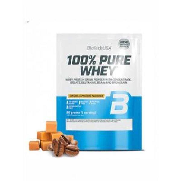 Tejsavó fehérjepor, 28g, BIOTECH USA "100% Pure Whey",
karamell-cappuccino