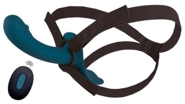 You2Toys Strap On Set Harness & 2 Motors Vibrator with Remote Blue