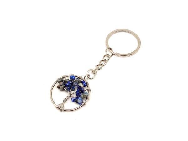 Életfa drótos Lapis Lazuli kulcstartó 3cm