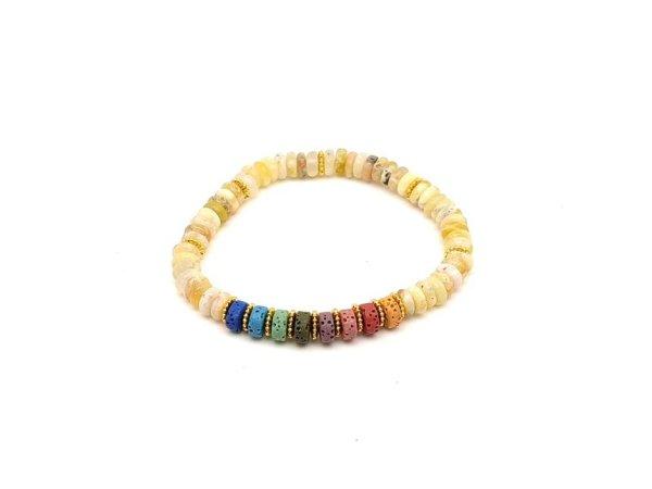 Opál sárga Habkő szivár. korong kar. köztes. 6x2mm