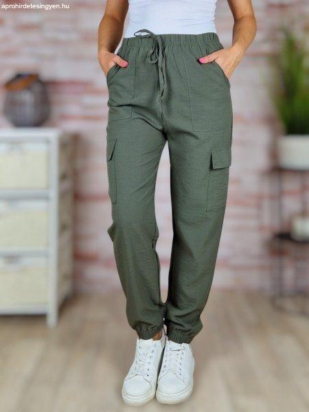 Oldalt zsebes, gumis derekú, cargo stílusú nadrág S-M,M-L,L-XL