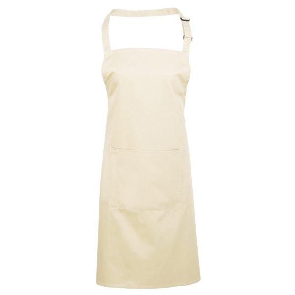 Premier Workwear Kantáros konyhai kötény zsebbel - Natural