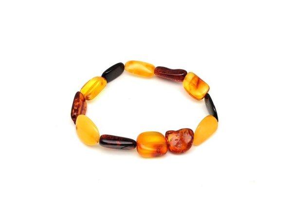 Borostyán lapcsiszolt vegyes karkötő 8-12x10x18mm