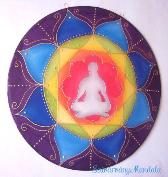 Csakra meditáció mandala - selyem mandala-35cm