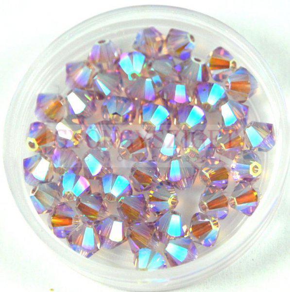 Swarovski bicone 4mm - Light Amethyst AB 2x