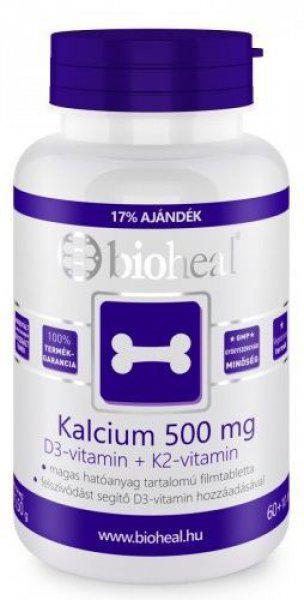 Bioheal kalcium 500 mg + D3-vitamin +K2-vitamin 70db