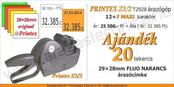 PRINTEX 3/2 T2928 (12+7MAXI) kétsoros árazógép
