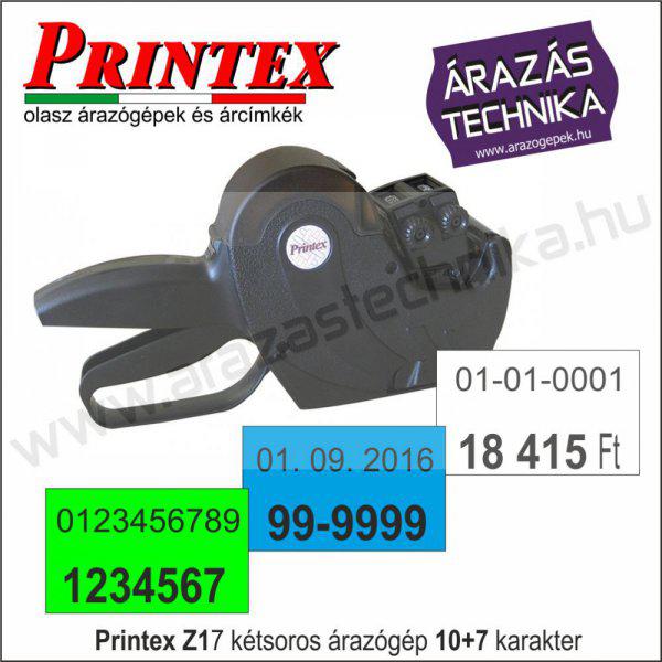PRINTEX Z17 kétsoros 10+7 dátumozó, árazógép