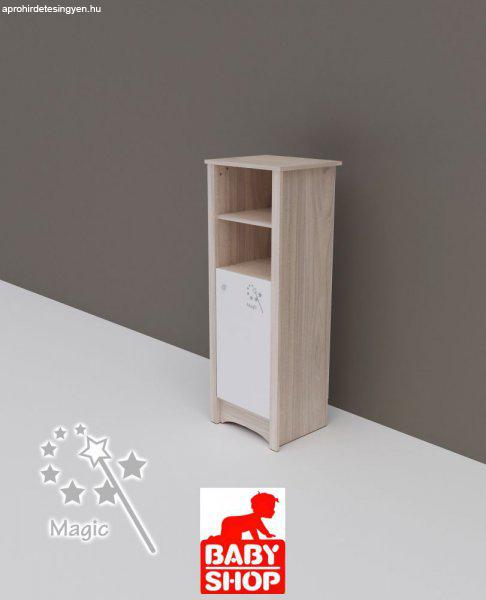 Todi Magic keskeny, nyitott polcos + 1 ajtós szekrény - szilfa/fényes fehér