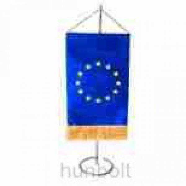 Asztali Európa zászló króm zászlótartóval