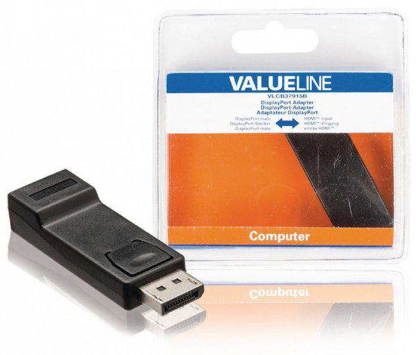 DisplayPort-Adapter DisplayPort Dugó - HDMI Kimenet Fekete