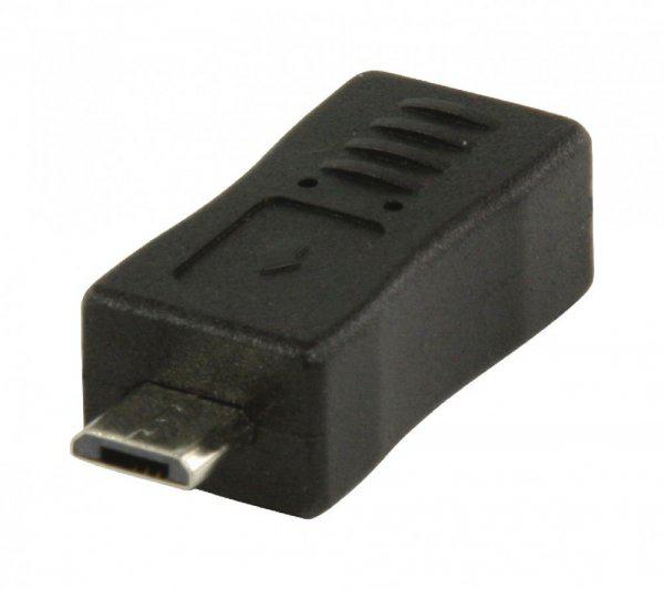 USB 2.0 Adapter Micro B Dugasz - Mini B Aljzat Fekete
