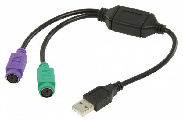 USB 2.0 Kábel A Dugasz - 2x PS/2 Aljzat 0.30 m Fekete