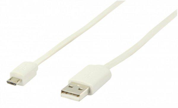 USB 2.0 Kábel A Dugasz - Micro B Dugasz Lapos 1.00 m Fehér