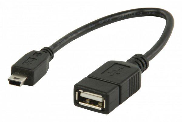 USB 2.0 Kábel Mini B Dugasz - A Aljzat 0.20 m Fekete