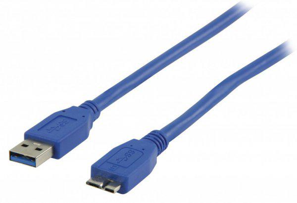 USB 3.0 Kábel A Dugasz - Micro B Dugasz Kerek 1.00 m Kék