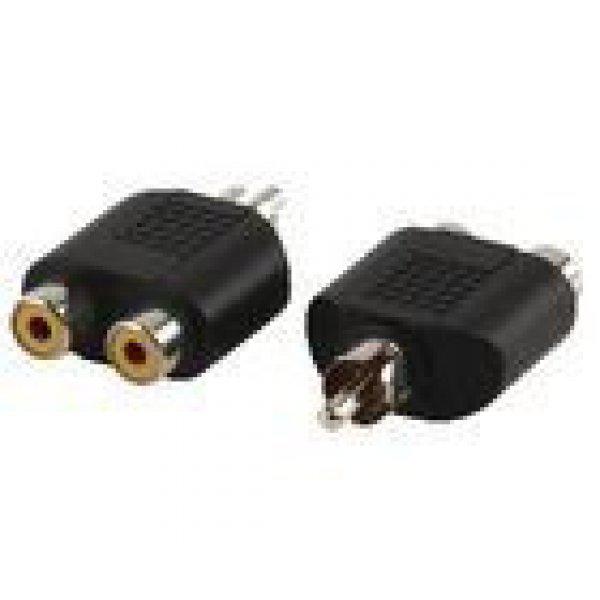Mono-Audio Adapter RCA Dugó - 2x RCA Aljzat Fekete