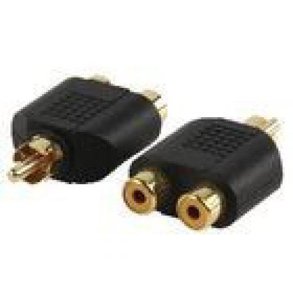 Mono-Audio Adapter RCA Dugó - 2x RCA Aljzat Fekete