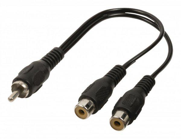 Mélynyomó Audio Kábel RCA Dugó - 2x RCA Aljzat 0.20 m Fekete