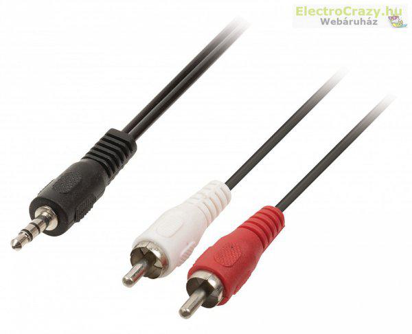 Jack sztereó hang adapterkábel 3,5 mm-es dugasz ? 2x RCA dug