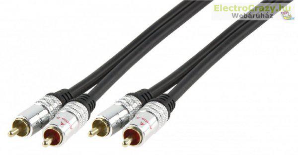 Sztereó Audio Kábel 2x RCA Male - 2x RCA Male Fekete