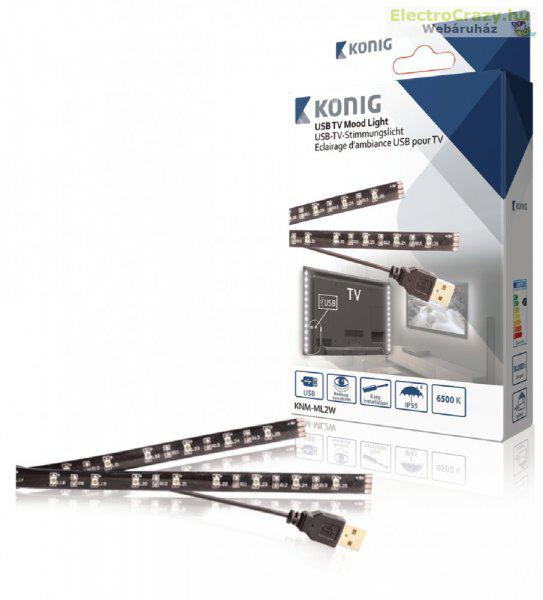 TV-re rögzíthető USB-s hangulatlámpa, LED, 2 szalag, 50 cm, 
