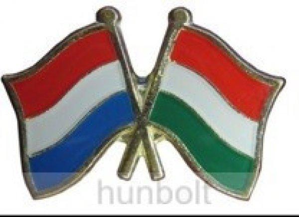 Kitűző, páros zászló Luxemburg-Magyar jelvény 26x15 mm